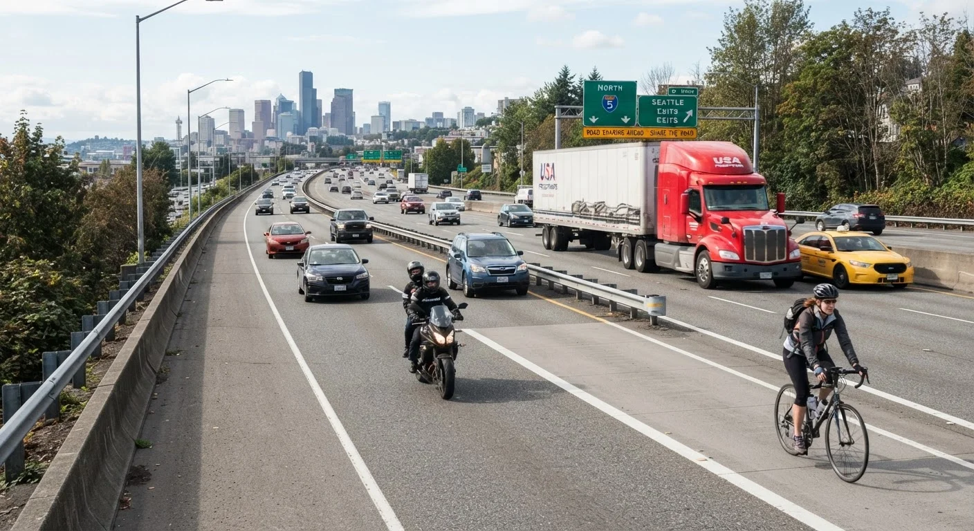 Sharing the Road with Motorcycles, Cyclists, and Large Trucks