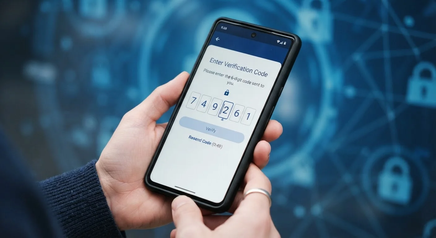 Smartphone screen showing a two-factor authentication code entry prompt